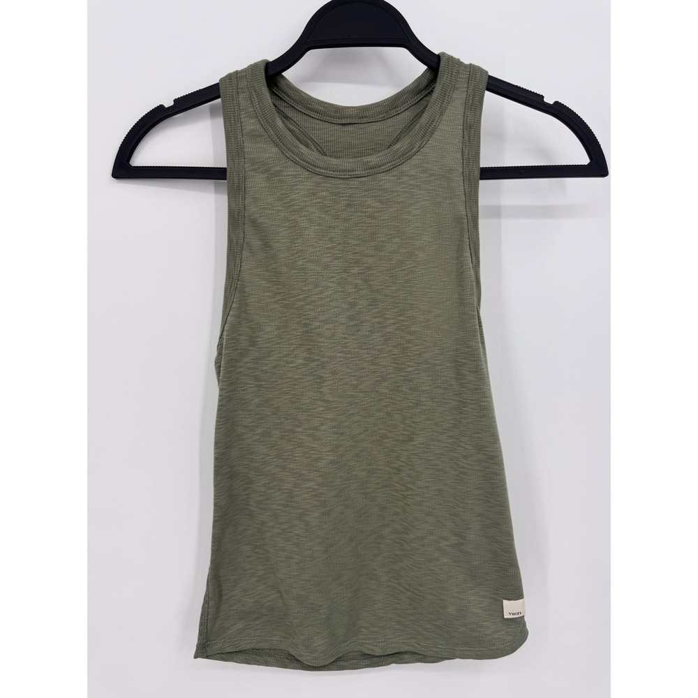 Vuori Sunrise High Neck Tank Women XS Green Racerback VW1012 Ribbed Activewear